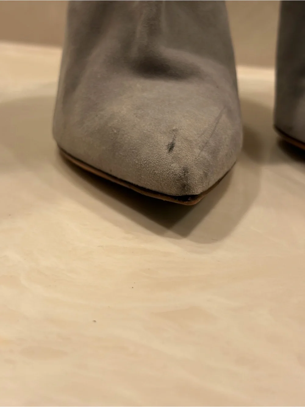 Ralph Lauren Gray Suede Over-the-Knee Pointed-Toe Stiletto Boots